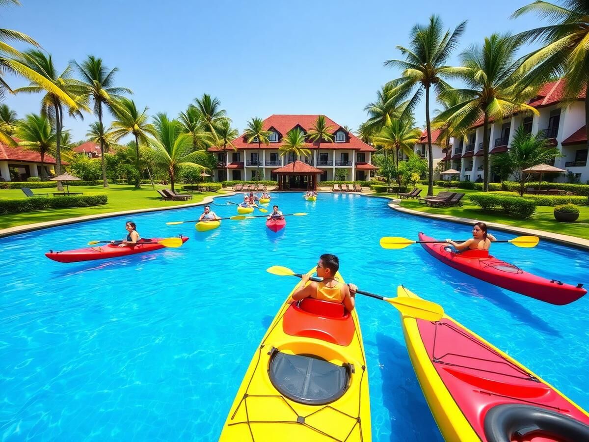 Kayaking in the pool at Yangon