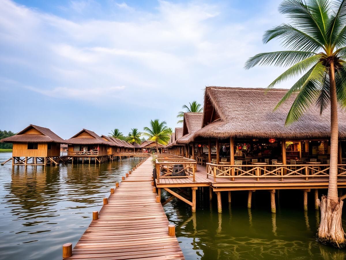 Riverside stilt huts at Mandalay