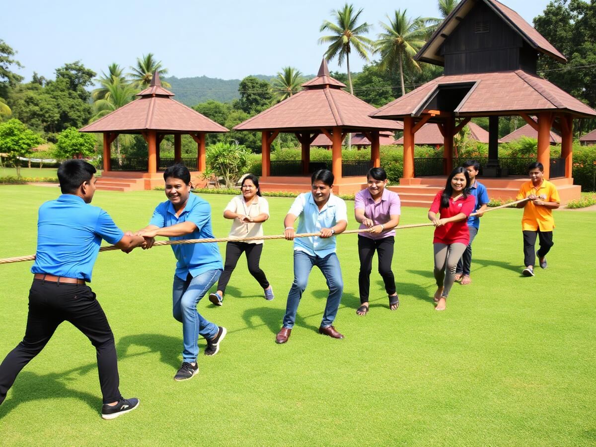 Team building games on the lawn